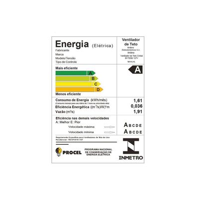 Ventilador De Teto Britânia Silencioso 131W Cristal  110V