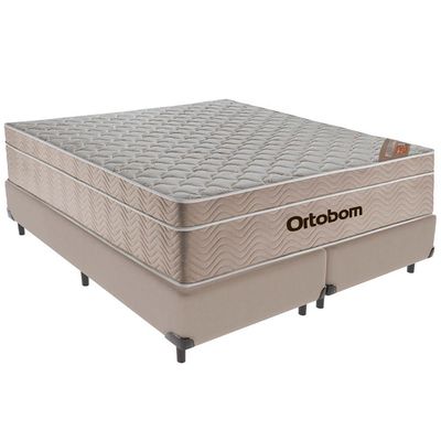 Cama Box Bege E Colchão Airtech Molas Ensacadas Queen Ortobom