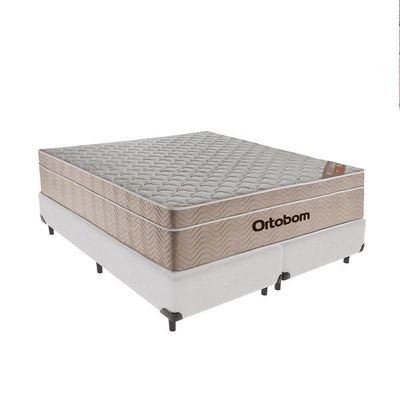 Cama + Box Airtech Colchão Ortobom Queen 158cm Branco
