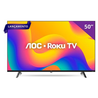 Smart TV AOC 50 Polegadas, DLED, 4K, Roku TV - 50U7045/78G Preto / Bivolt