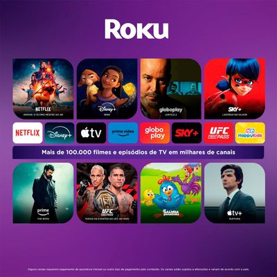 Smart TV AOC 50 Polegadas, DLED, 4K, Roku TV - 50U7045/78G Preto / Bivolt