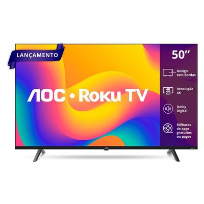 Smart TV AOC 50 Polegadas, DLED, 4K, Roku TV - 50U7045/78G Preto / Bivolt