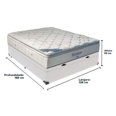 Cama Box Baú Branco E Colchão Freedom Molas Ensacadas Casal Ortobom