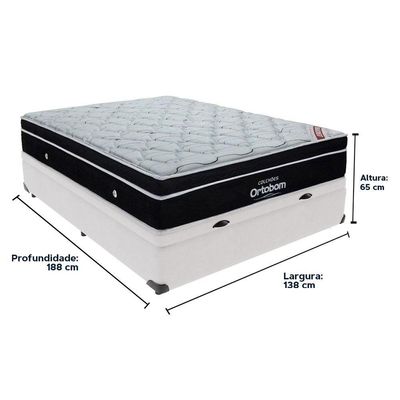 Colchão Elegant Ortobom Base Com Baú Branco Casal Com Molas Ensacadas