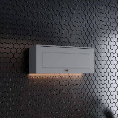 Armário Aéreo De Cozinha 80 Cm 1 Porta Basculante Americana Henn Cinza