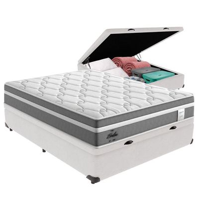 Cama Box Baú Casal E Colchão Molas Ensacadas Berlim Probel - Branco