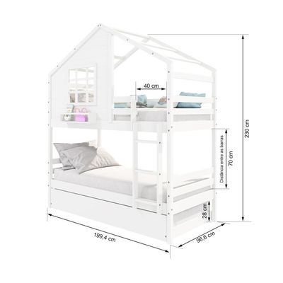 Treliche Casinha Com Janela Madeira Maciça Branco Housin