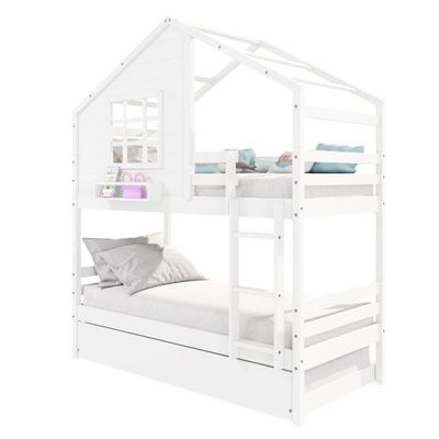 Treliche Casinha Com Janela Madeira Maciça Branco Housin