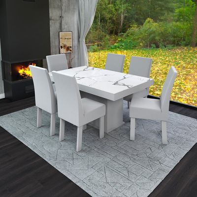 Conjunto de Mesa com 6 Cadeiras Talismã Dallas Branco/Cinza