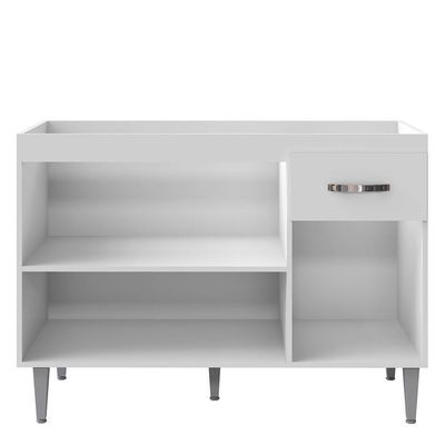 Balcão De Cozinha 120cm Gabriela 3 Portas 1 Gaveta Com Tampo Branco