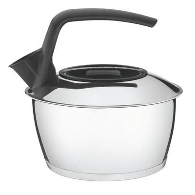 Chaleira 1,5L Tramontina Aço Inox Fundo Triplo Cabo Preto Fogão Água Chá Café