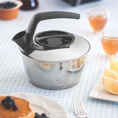 Chaleira 1,5L Tramontina Aço Inox Fundo Triplo Cabo Preto Fogão Água Chá Café