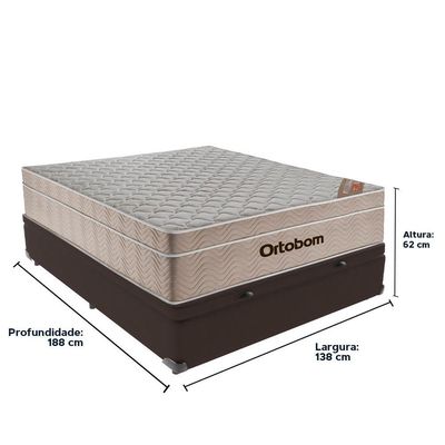 Cama Box Baú Marrom E Colchão Airtech Molas Ensacadas Casal Ortobom