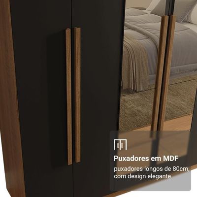 Guarda-roupa Casal 6 Portas Batentes Com Espelho Madesa