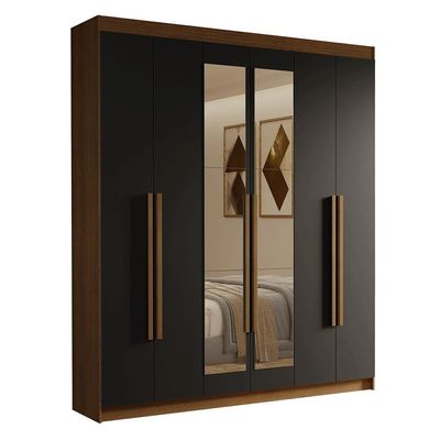 Guarda-roupa Casal 6 Portas Batentes Com Espelho Madesa