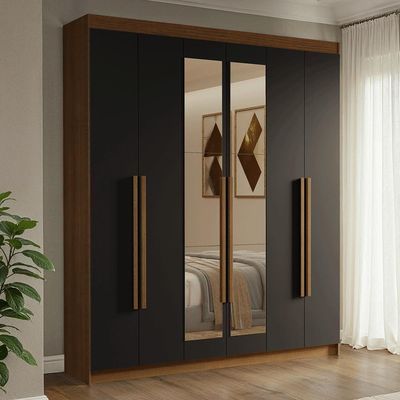 Guarda-roupa Casal 6 Portas Batentes Com Espelho Madesa