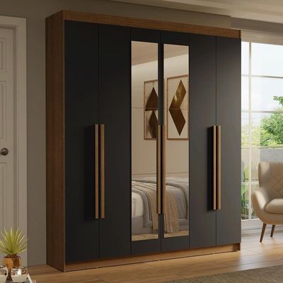 Guarda-roupa Casal Com Espelho Saturno Madesa Rustic/preto