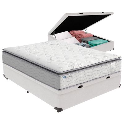 Cama Box Baú Casal E Colchão Molas Ensacadas Amsterdã Probel - Branco
