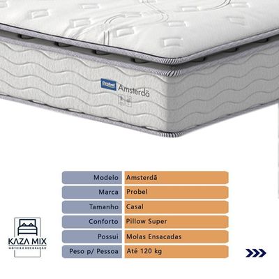 Cama Box Baú Casal E Colchão Molas Ensacadas Amsterdã Probel - Branco