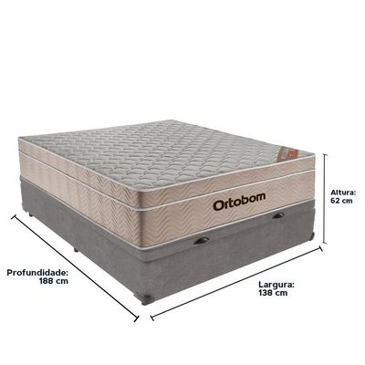 Colchão Airtech Ortobom Casal Baú Bege 138cm Cinza