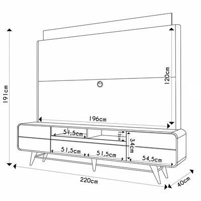 Estante Painel De 85 Pol 220cm évora H01 Off-cinamomo - Mpozenato