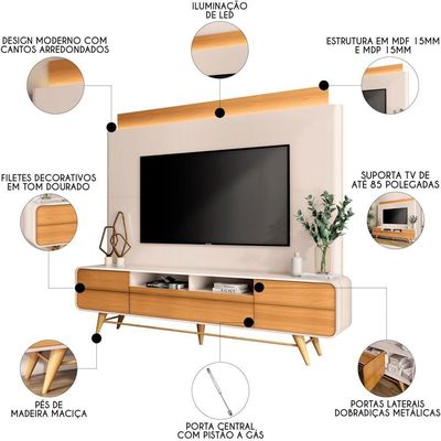 Estante Painel De 85 Pol 220cm évora H01 Off-cinamomo - Mpozenato