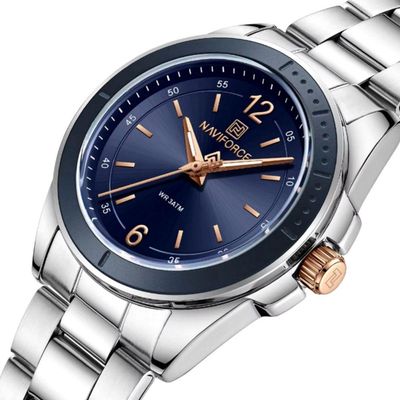 Relógio De Pulso Feminino Em Aço Inoxidavel Confortável Design Elegante à Prova D´agua Azul