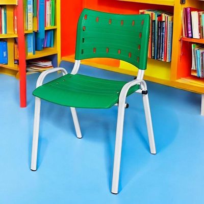Cadeira Iso Base Branco Igreja, Escola, Escritório - Verde Kit 4 Peças
