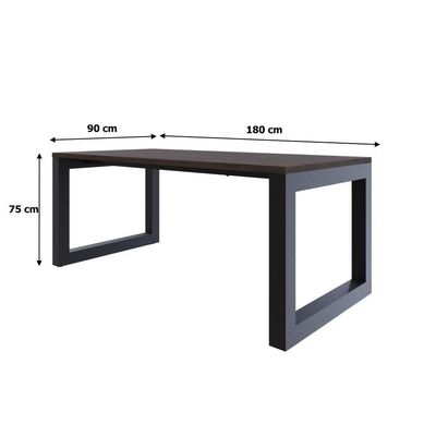 Mesa De Jantar Bronx 180x90x77cm Brmj9180 Terracota - Est.preta Terracota/est.preta