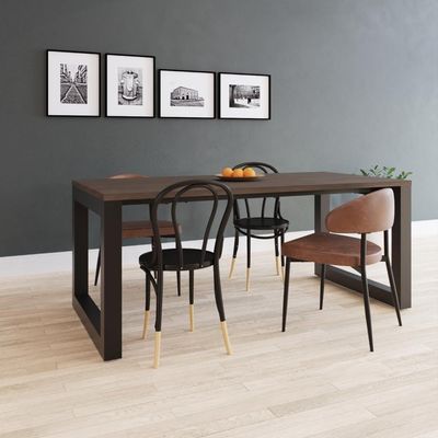 Mesa De Jantar Bronx 180x90x77cm Brmj9180 Terracota - Est.preta Terracota/est.preta