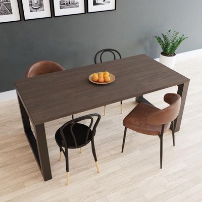 Mesa De Jantar Bronx 180x90x77cm Brmj9180 Terracota - Est.preta Terracota/est.preta