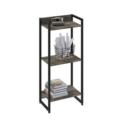 Estante Dynamica 45x30x104cm C/03 Prateleiras Carvalho Dark / Est.preta Carvalho Dark / Est.preta