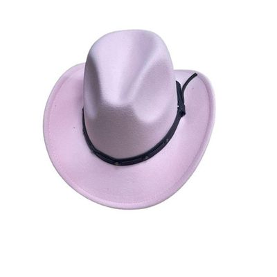 Chapéu Country Western Cowboy Hat Unisex Aba Pequeno Fita Em Couro, Lady Jazz Caps, Cavalheiro Retro, Inverno Cor:rosacl