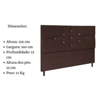 Cabeceira Cama Queen 160cm Virgínia Suede Marrom E Frame
