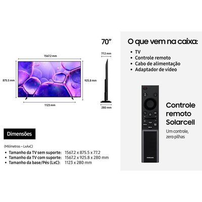Smart TV Samsung 70 Polegadas, U8500F 2025, Crystal UHD 4K - UN70U8500FGXZD Preto / Bivolt