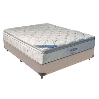 Cama Box Bege E Colchão Freedom Molas Ensacadas Casal Ortobom