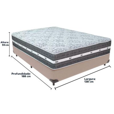 Cama Box Bege E Colchão Black Graphite Molas Ensacadas Casal Anjos