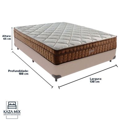 Cama Box Bege E Colchão Star Pillow In Casal