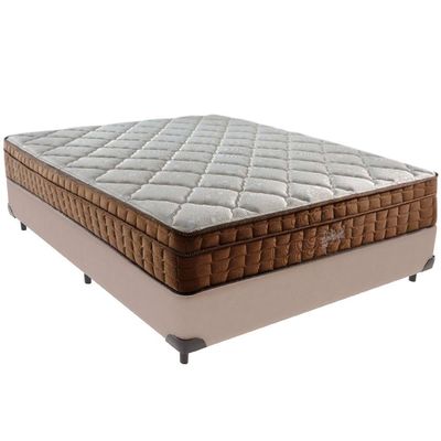 Cama Box Bege E Colchão Star Pillow In Casal