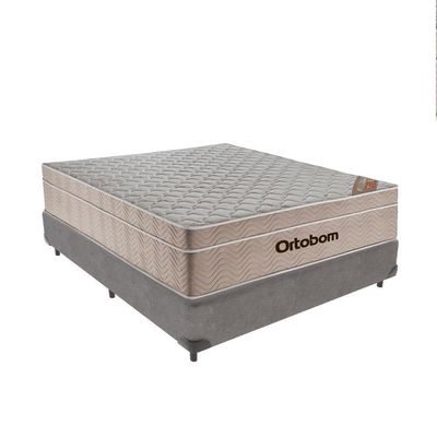 Cama + Box Airtech Colchão Ortobom Viúva 128cm Springpocket Cinza