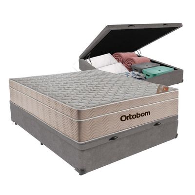 Airtech Colchão Ortobom Viúvo Baú Bege 128cm Cinza