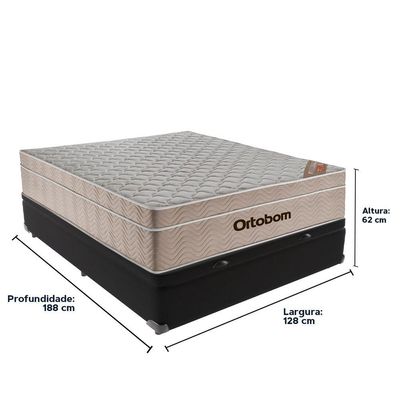 Airtech Colchão Ortobom Viúvo Baú Bege 128cm Preto