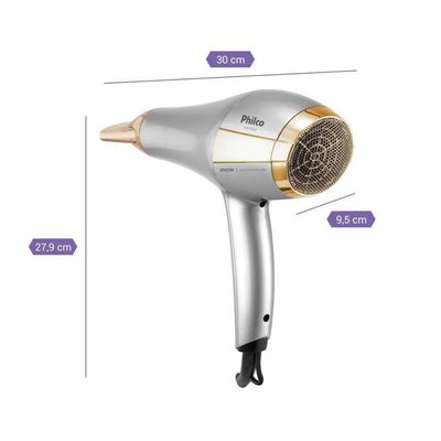 Secador De Cabelos Philco Íons Tourmaline 2100W PSC2600 220V