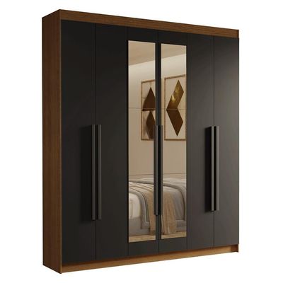 Guarda-roupa Casal Com Espelho Saturno Madesa Rustic/preto