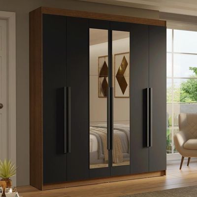 Guarda-roupa Casal Com Espelho Saturno Madesa Rustic/preto