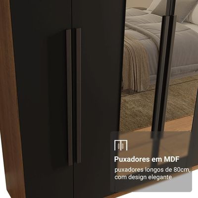 Guarda-roupa Casal Com Espelho Saturno Madesa Rustic/preto