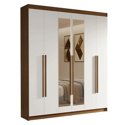 Guarda-roupa Casal 6 Portas Batentes Madesa Rustic/branco