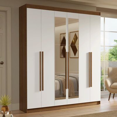 Guarda-roupa Casal 6 Portas Batentes Madesa Rustic/branco