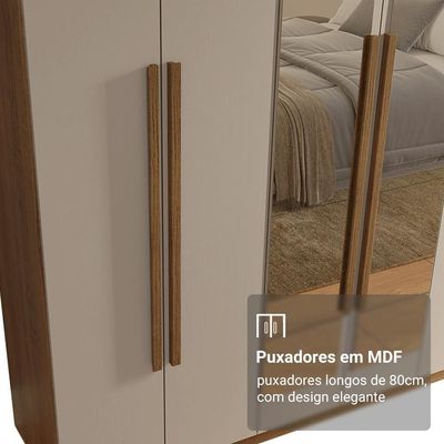 Guarda-roupa Casal 6 Portas Batentes Madesa Rustic/crema