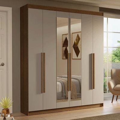 Guarda-roupa Casal 6 Portas Batentes Madesa Rustic/crema